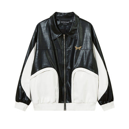 Women Jackets Punk Stitching Pu Wallet Retro Biker's Style