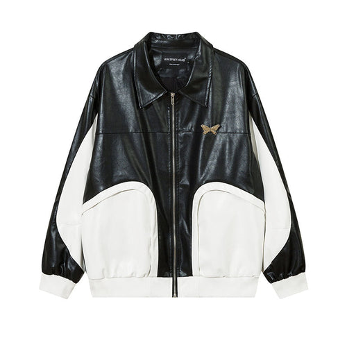 Women Jackets Punk Stitching Pu Wallet Retro Biker's Style