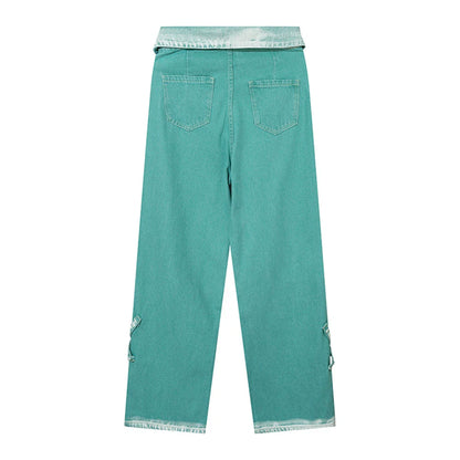 Women Pants High Waist Jeans Straight-Leg Pants Loose Trousers