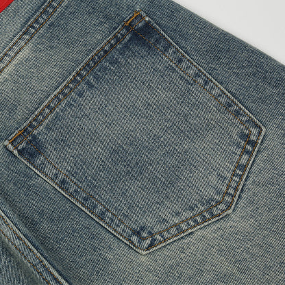Men Jeans Solid Color Distressed Loose and Simple Trend