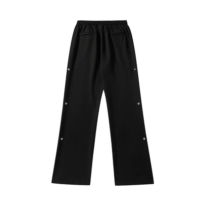 Men Sweatpants Loose Casual Trousers Men's Side Breasted Decorative Elastic Waist Wide Leg Pants