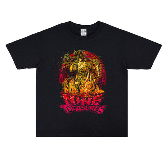 Rock Star T Shirt Nine Treasures Band Printed Short Sleeve