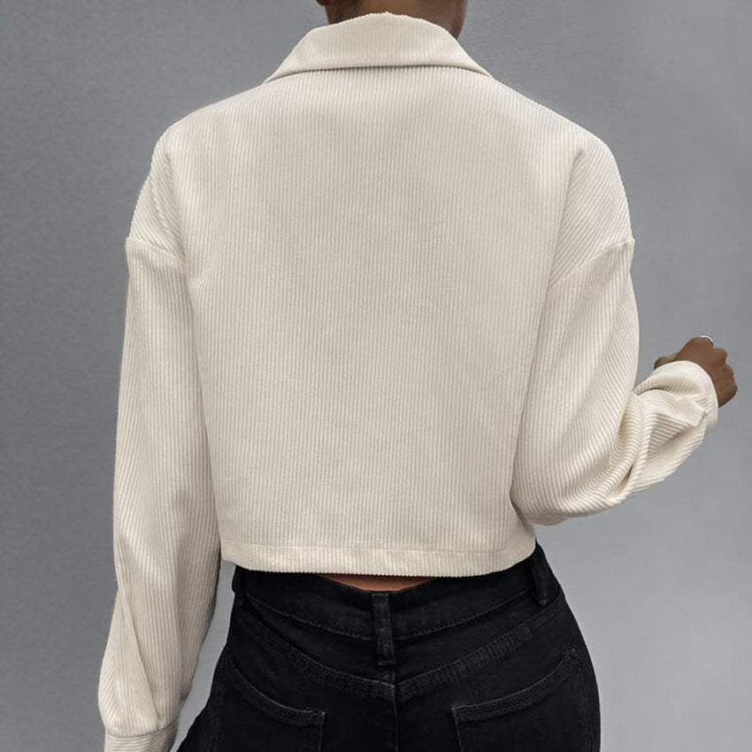 Women Trench Coat Corduroy Jacket Autumn Winter Retro