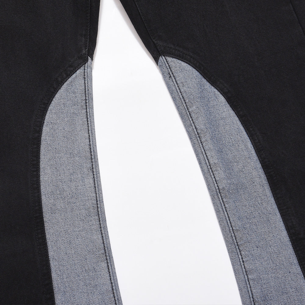 Men Jeans Stitching Loose Casual Trousers