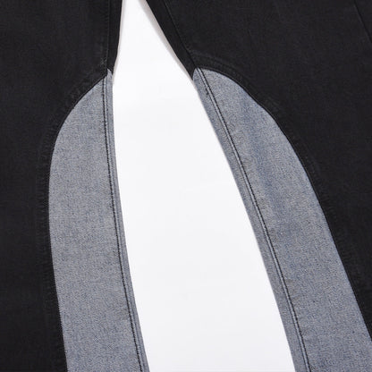 Men Jeans Stitching Loose Casual Trousers