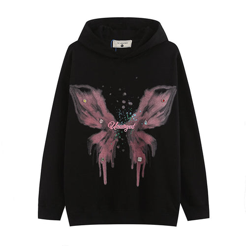 Men Hoodie Dopamine Candy Color Butterfly Graffiti Couple Coat