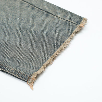 Men Jeans Faded Loose Burrs Casual