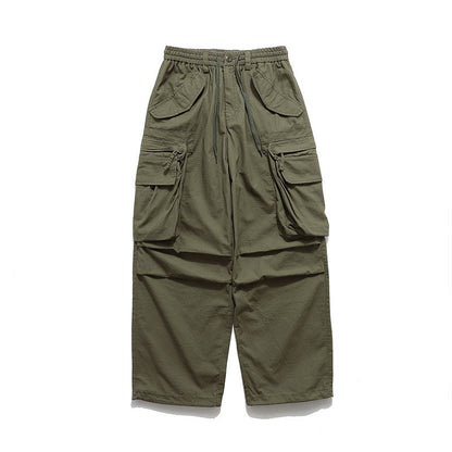 Cargo Pants Large Pocket Solid Color Mechanical Style Casual