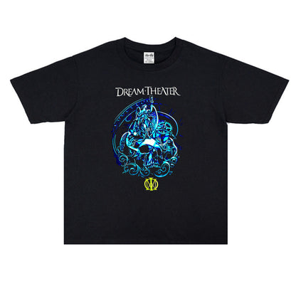 Rock Star T Shirt Avant-Garde Metal Rock Dream Theater Band Washed Distressed T-shirt Short Sleeve