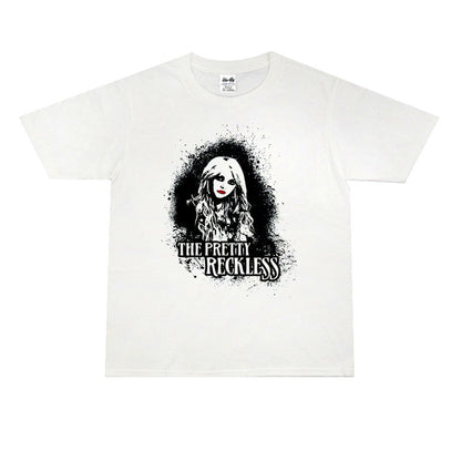 Rock Star T Shirt The Pretty Reckless Aylor Momsen Washed Distressed T-shirt Short Sleeve Men and Women
