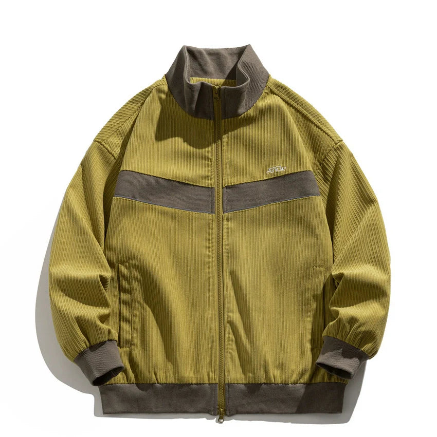 Men Jacket Coat Color Contrast Patchwork Baggy Coat Men's Spring and Autumn Leisure Flight Jacket