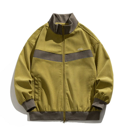 Men Jacket Coat Color Contrast Patchwork Baggy Coat Men's Spring and Autumn Leisure Flight Jacket