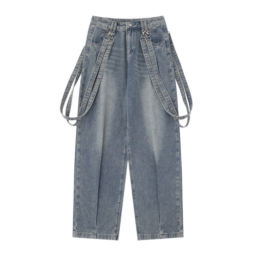 Women Pants Jeans Distressed Loose Straight-Leg Wide-Leg Pants