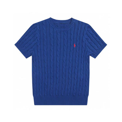 Ralph Lauren Knitted sweaters Ralph Lauren Knitted Short Sleeved Shirt RL Ralph Crew Neck Solid Color Pony Embroidery LOGO Knitted Short Sleeve
