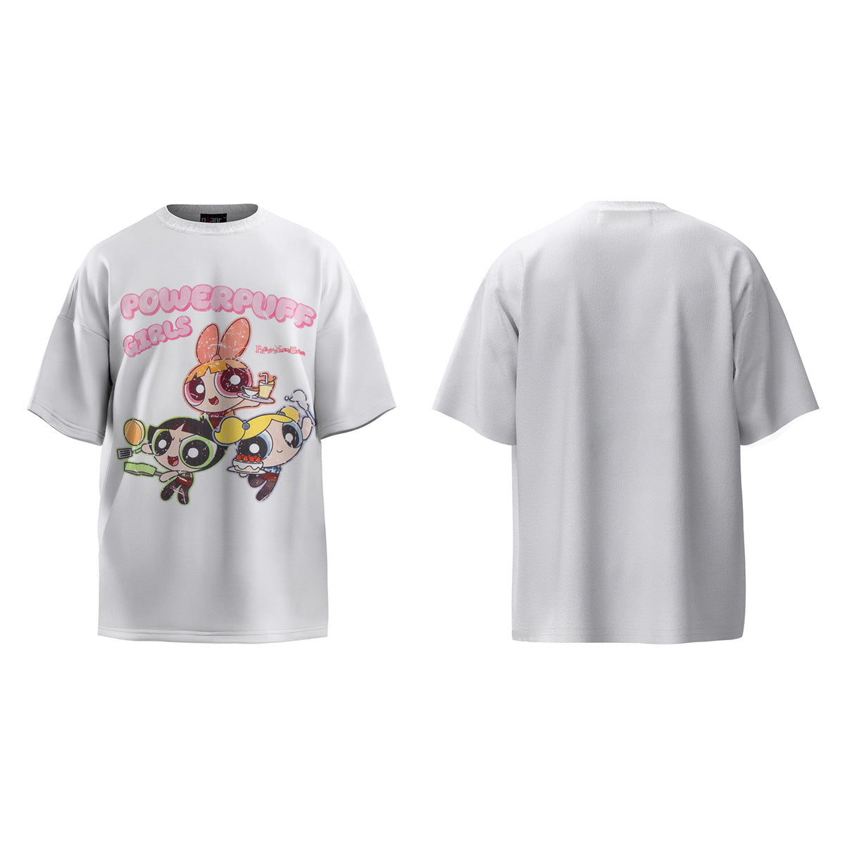Unisex T-Shirts Powerpuff Girls Cartoon Print Casual Vintage Cotton Tee