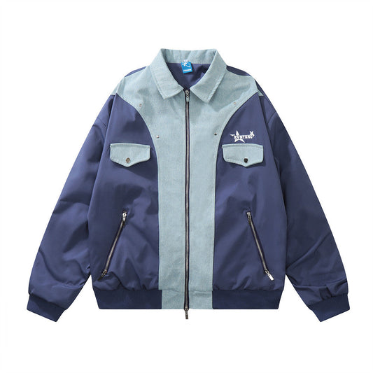 Men Jacket Coat Fall Jacket Coat Men's Zipper Pocket Stitching Sports Loose