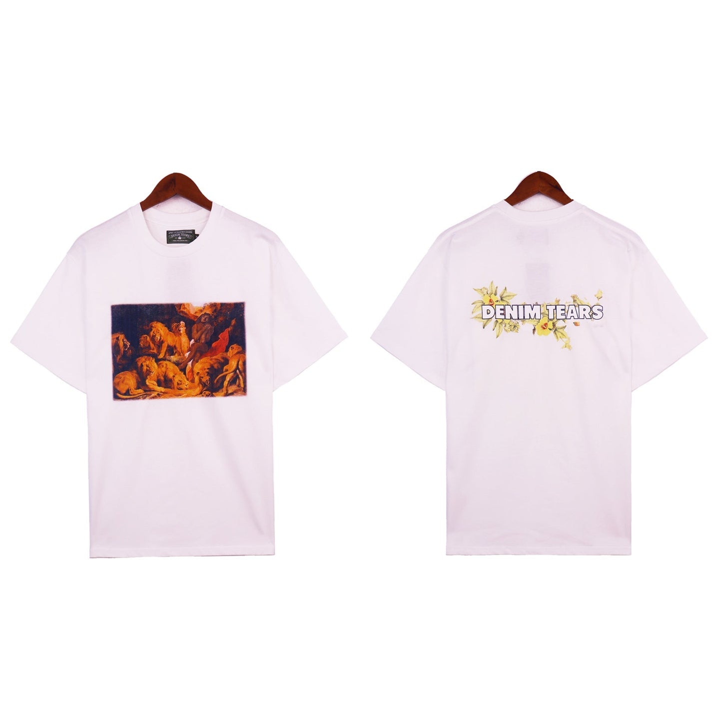 Denim Tears T Shirts Kapok Letter Portrait Short Sleeve T-shirt