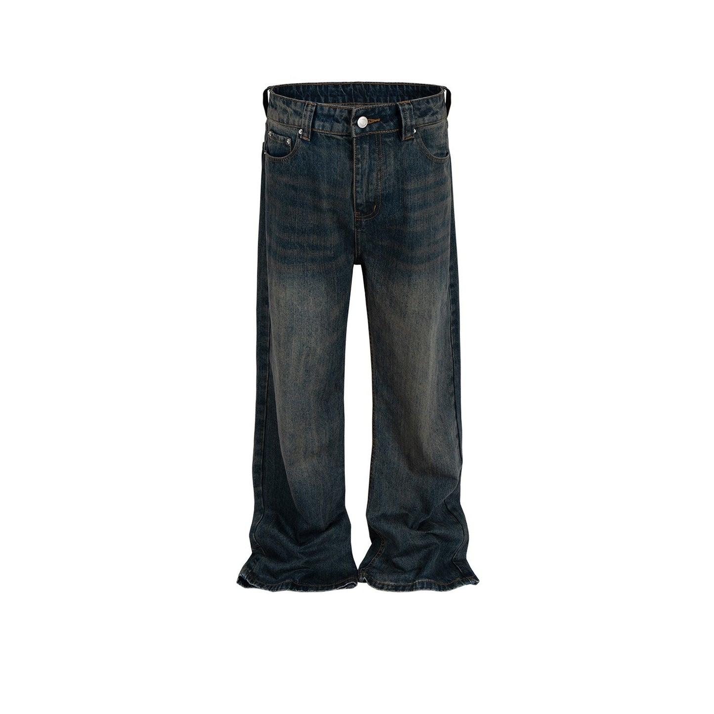 MIJKO Men's Vintage Pants MIJKO Men's Clothing Women's Washed Old Trousers Slight Wide Foot Jeans