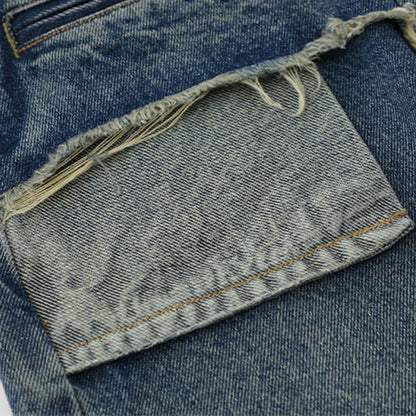 Women Pants Pocket Straight Jeans Loose High Waist Wide Leg Pants Casual Washed Trousers