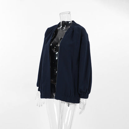 Women Trench Coat Jacket Baseball Uniform Windbreaker Jacket Loose Casual