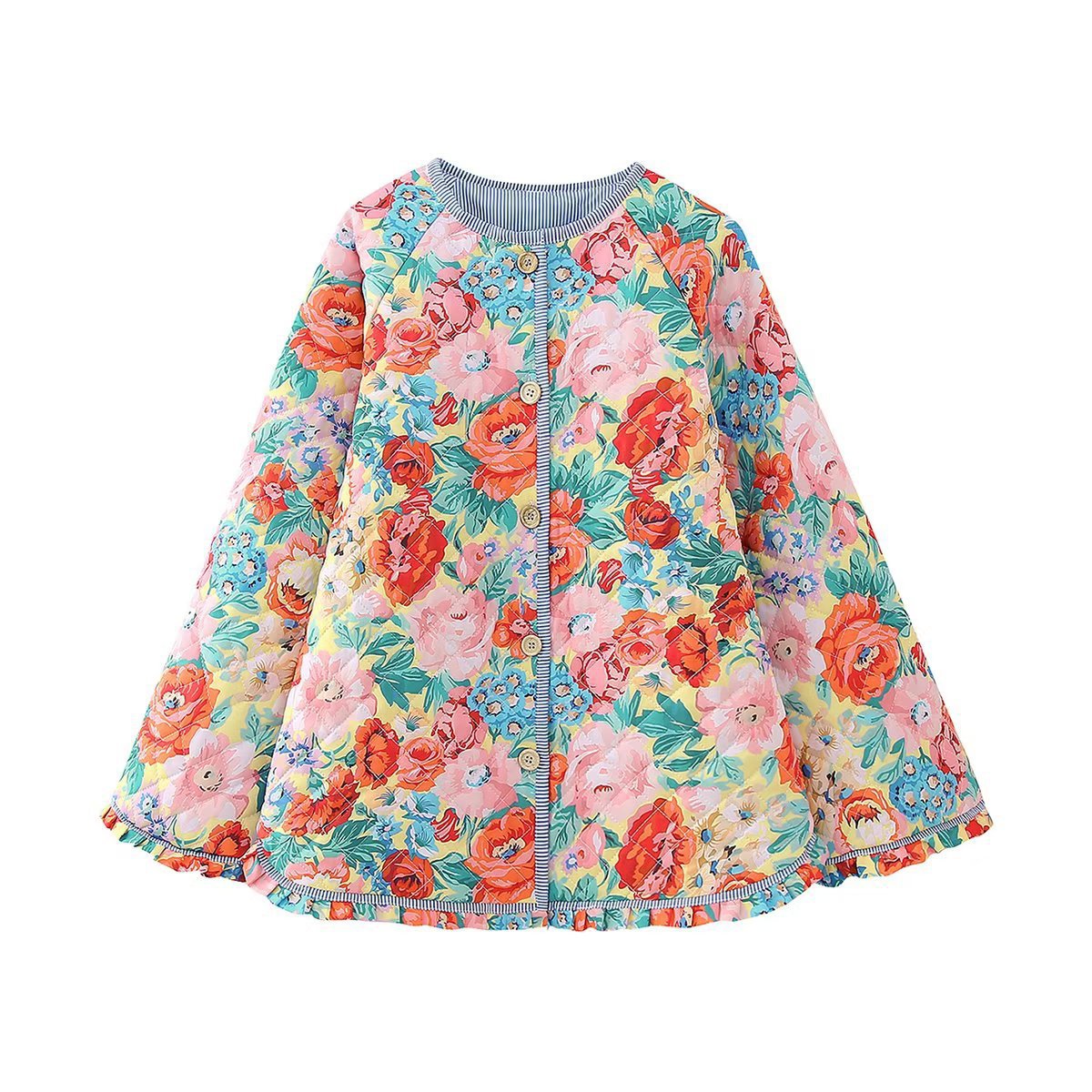 Women Cotton Coat Bell Sleeve Stitching Cotton Jacket