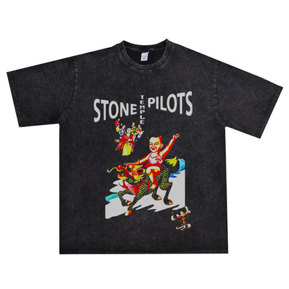 Rock Star T Shirt Stone Temple Pilots Band Washed Distressed T-shirt