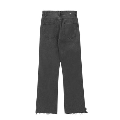 Men Jeans Distressed Ripped Wide Leg