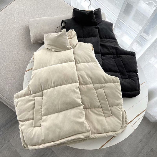 Women Cotton Coat Warm down Jacket Vest Casual Stand Collar