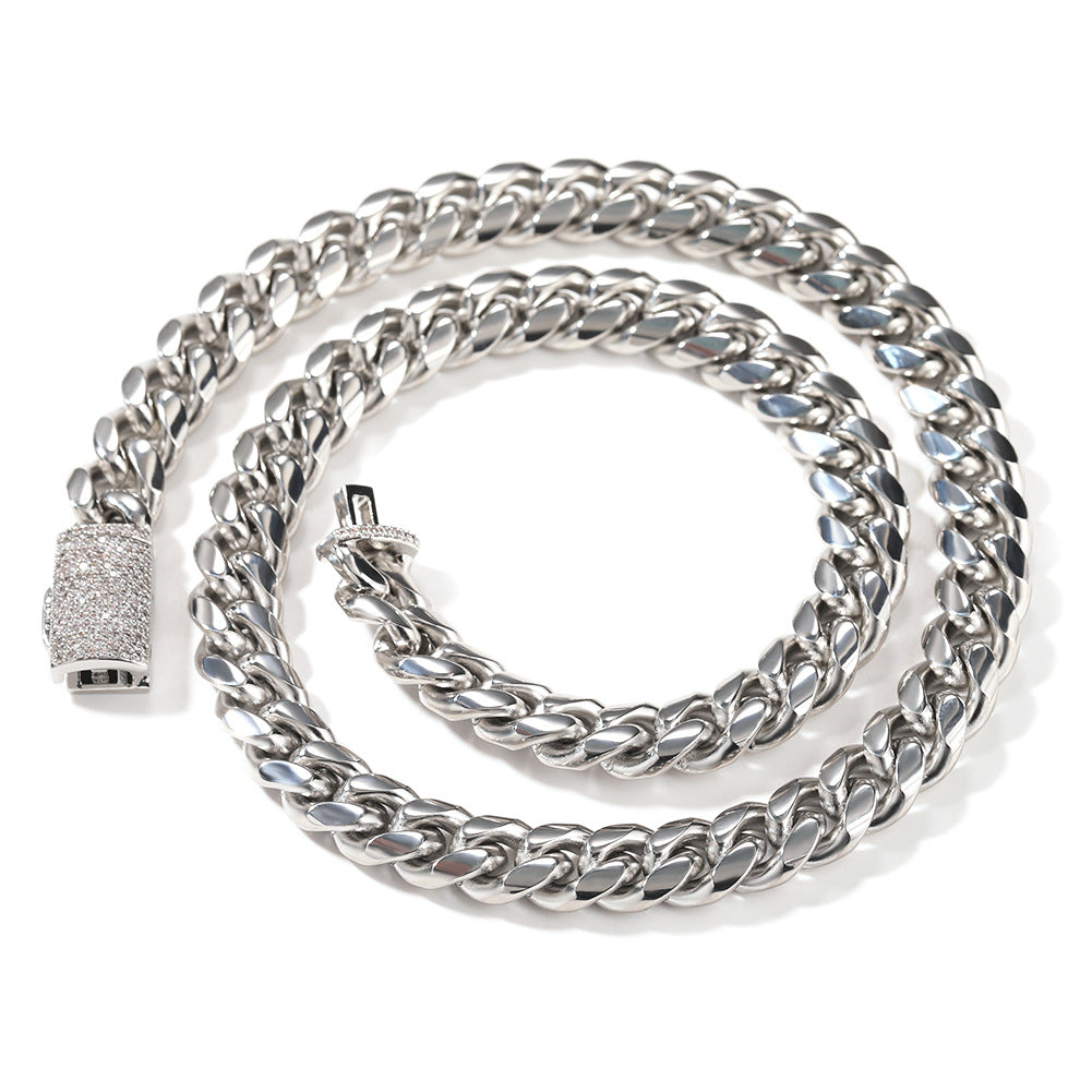 Bracelet Stainless Steel Necklace Jewelry Sense Zircon Cuban Chain Spectrum St. Valentine's