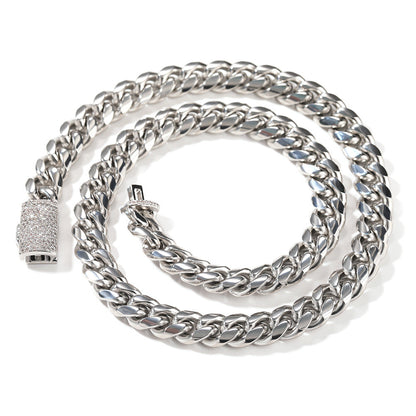 Bracelet Stainless Steel Necklace Jewelry Sense Zircon Cuban Chain Spectrum St. Valentine's