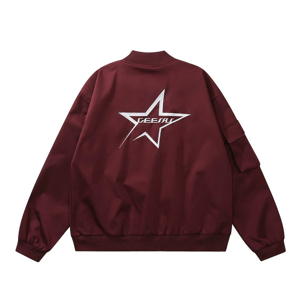 Men Jacket Coat Five-Pointed Star Embroidery Tooling Jacket Men's Baseball Uniforms