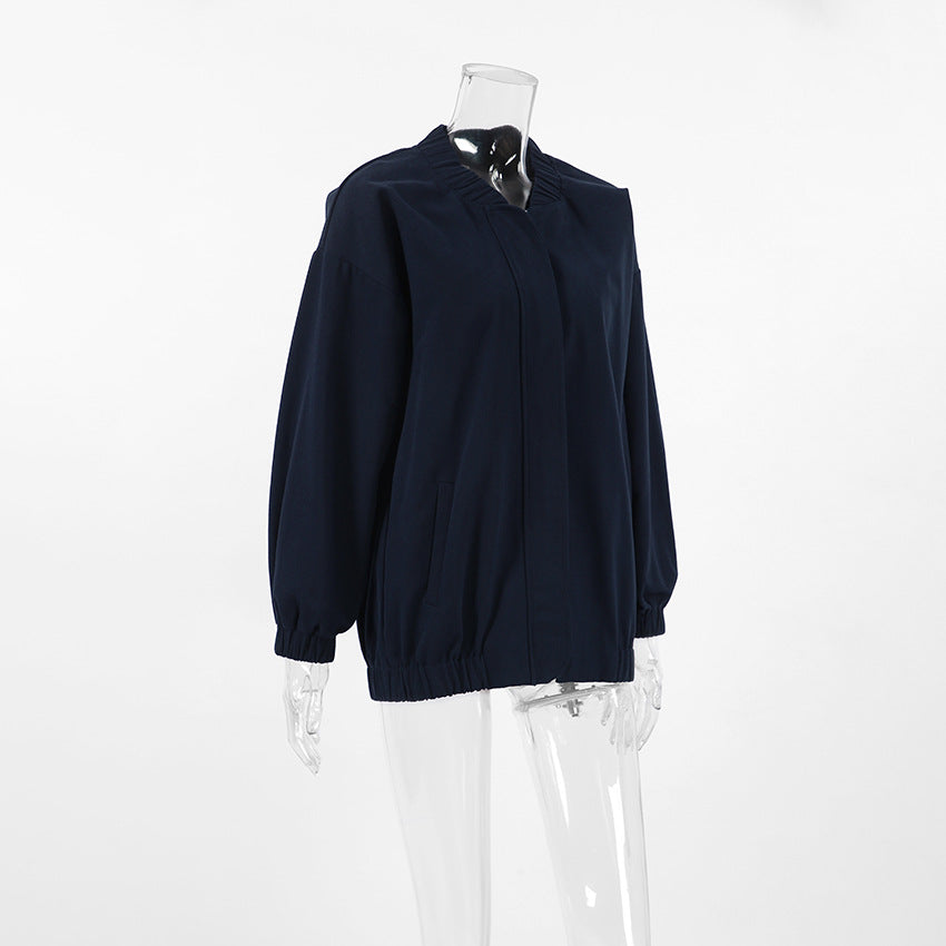 Women Trench Coat Jacket Baseball Uniform Windbreaker Jacket Loose Casual