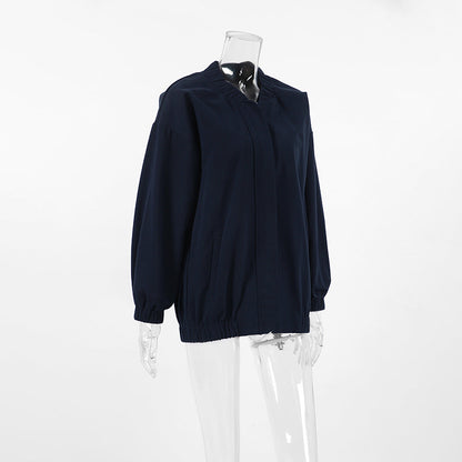 Women Trench Coat Jacket Baseball Uniform Windbreaker Jacket Loose Casual
