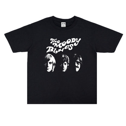 Rock Star T Shirt the Moody Blues Band Washed Distressed T-shirt Short Sleeve round Neck Loose