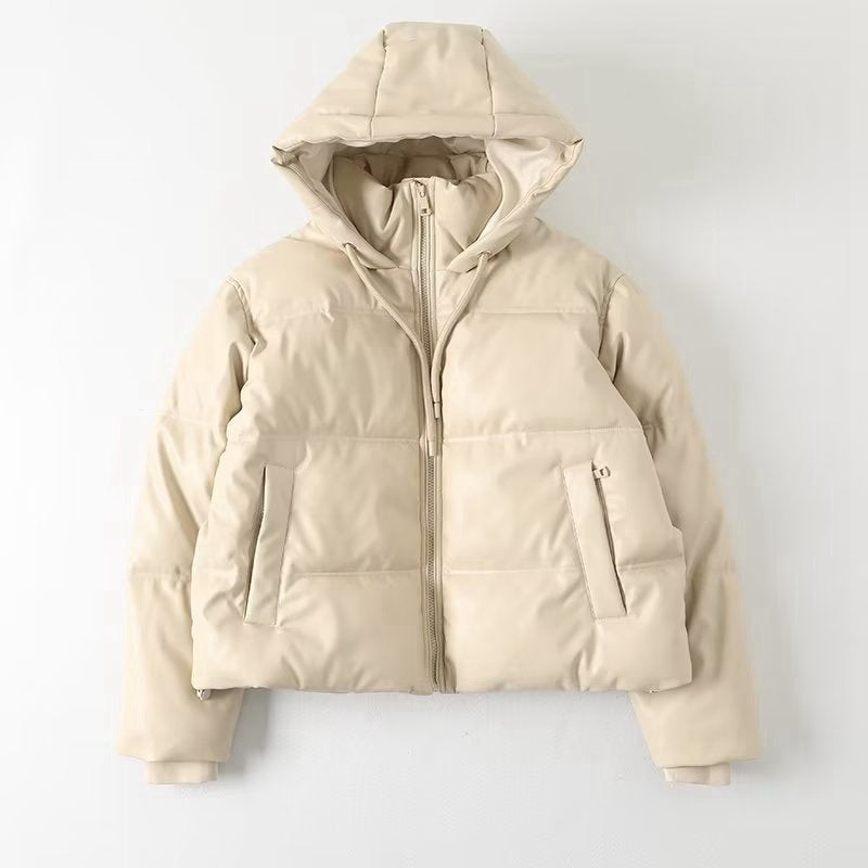 Women Cotton Coat Fashion PU Leather Jacket