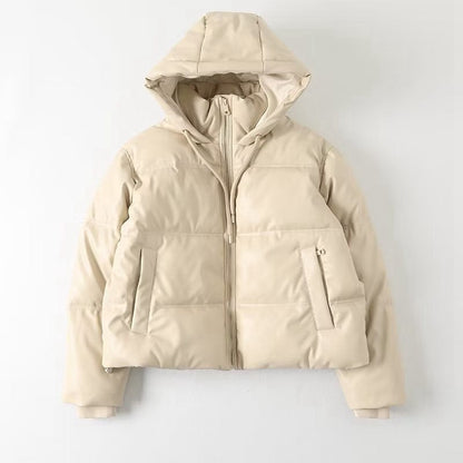 Women Cotton Coat Fashion PU Leather Jacket