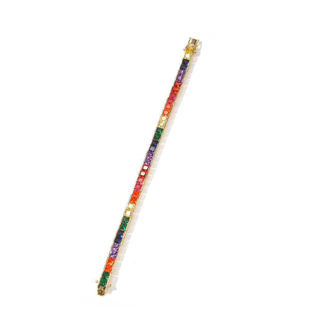 Bracelet Bracelet Copper with Colored Zircon Tennis Spectrum St. Valentine's