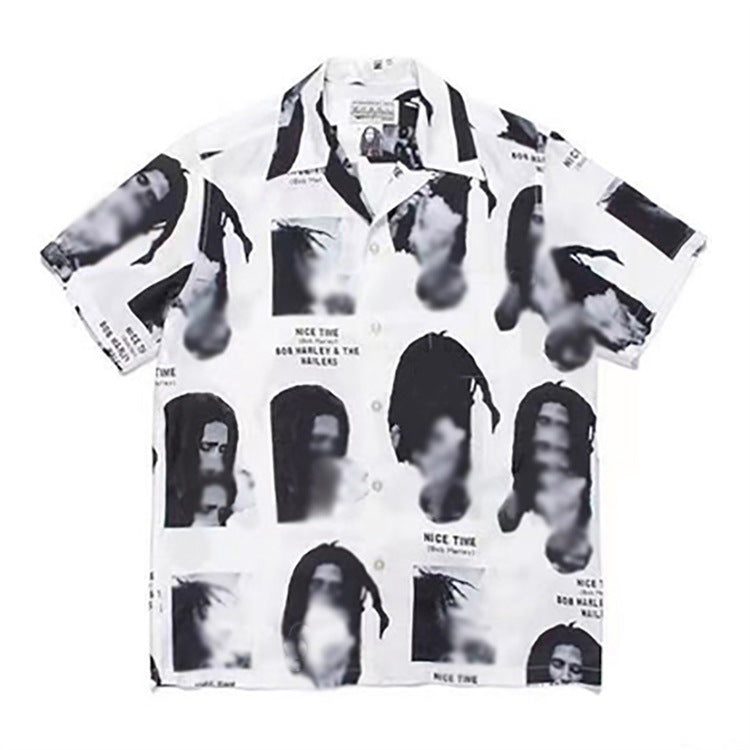 GUILTYPARTIES TIGER Shirts Joint Japanese Basquiat Graffiti Short Sleeve Flower Shirt