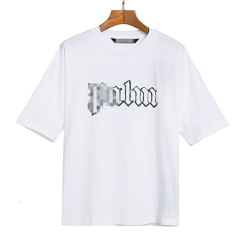 Palm Angle T Shirts Front and Rear Large Logo Printing Couple Drop Shoulder Loose