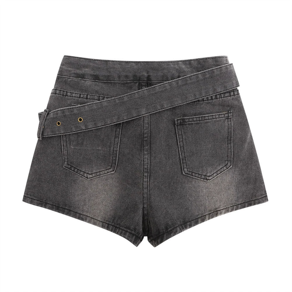 Women Shorts A- line Denim Short Culotte Summer High Waist Wash Casual Hot Pants