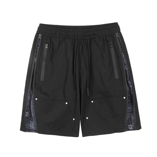 Men Shorts Workwear Summer Zipper Patchwork Pocket Sports
