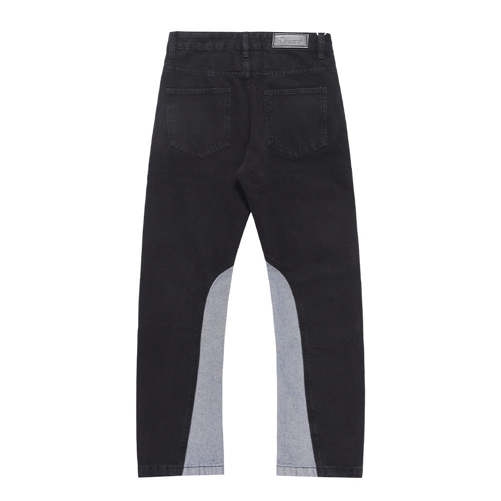 Men Jeans Stitching Loose Casual Trousers