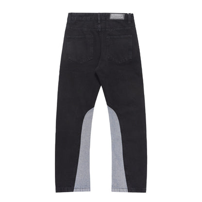 Men Jeans Stitching Loose Casual Trousers