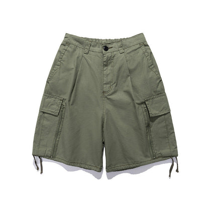 Men Shorts Summer Casual Straight-Leg Five-Point Pants Wide-Leg Pants