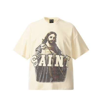 Unisex T-Shirts Saint Michael Jesus Printed VINTAGET Shirt