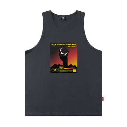 Men Vest Rose Print Sleeveless T-shirt Men's and Women's Oversize Hip Hop Vest