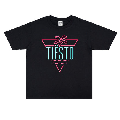 Rock Star T Shirt Tiesto Disc Printing T-shirt Short Sleeve Loose Cotton Crew Neck