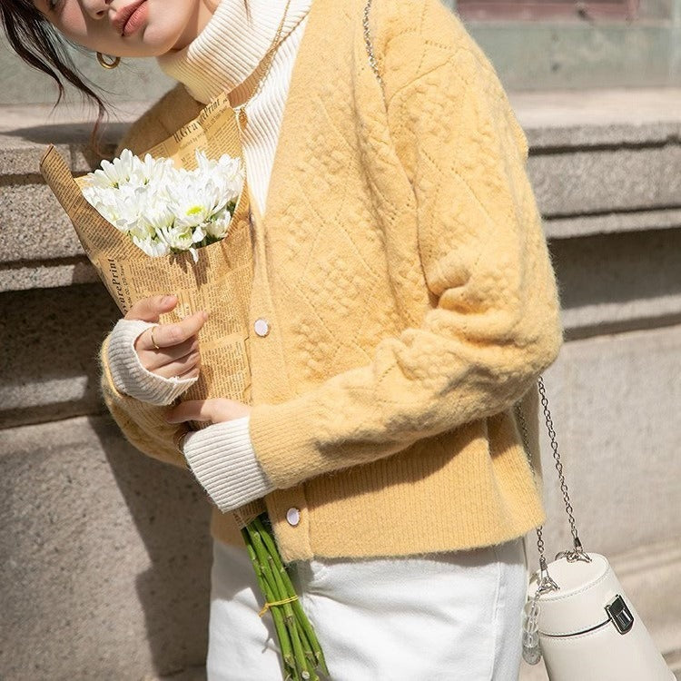 Women Knitted Cardigan Autumn Vintage Knitted Jacket