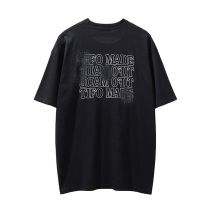 Men Vintage T-Shirt Printed Short-Sleeved T-shirt Men's Summer Loose