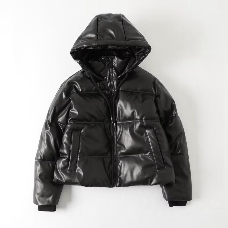 Women Cotton Coat Fashion PU Leather Jacket